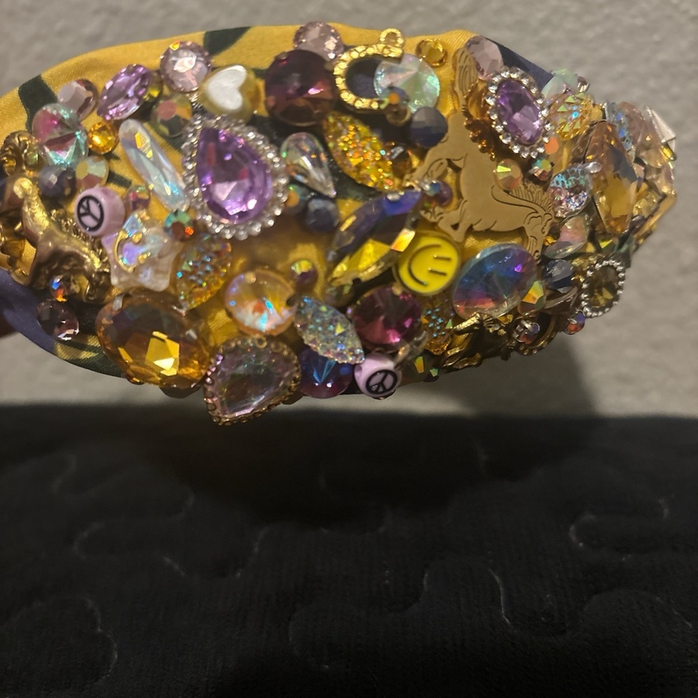 Elegant Floral Yellow and Purple Headband - Picture 5 of 17